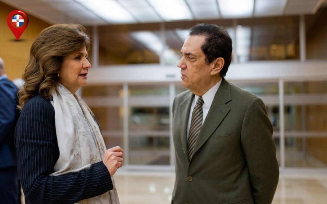 La vicepresidenta Raquel Peña y el embajador dominicano en España, Tony Raful.